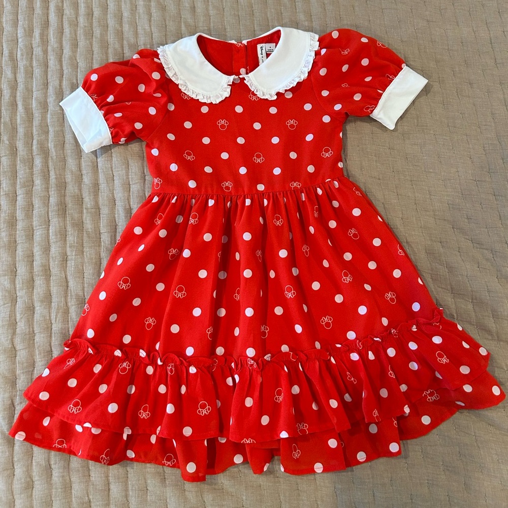 Janie and Jack Disney Minnie Mouse Red Dress with White Collar